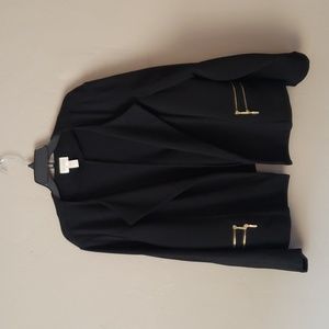 Chicos black long sleeve knit blazer with gold zipper detail. Size 3 - XL/16